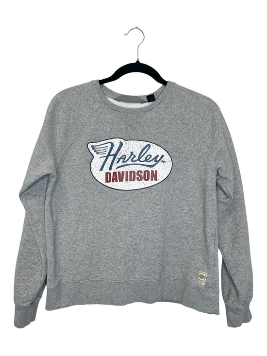 Harley-Davidson Tops - Harley-Davidson Distressed Print Logo Pullover Gray Sweatshirt size Medium